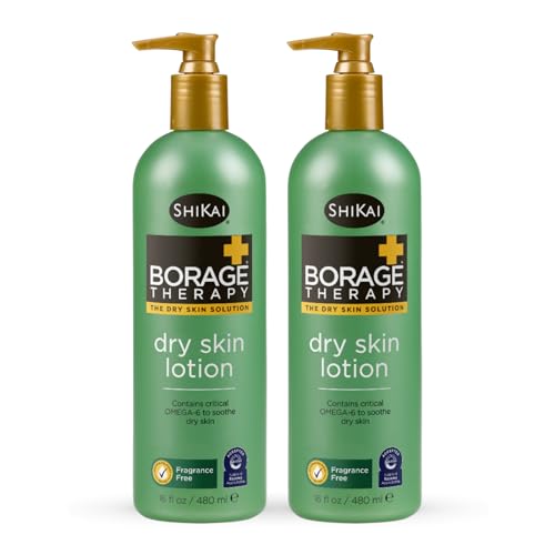 ShiKai Borage Therapy Dry Skin Lotion Moisturizer (16oz, Pack of 2) Unscented Skincare | Hydrating Lotion for Eczema, Dry Hands & Body | With Oatmeal Beauty & Personal Care ShiKai