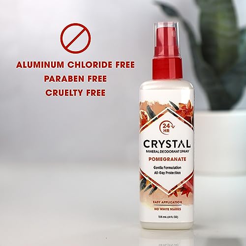 Crystal Mineral Deodorant Spray, Pomegranate, 4.0 oz, Pack of 2 Beauty and Personal Care Crystal Essence