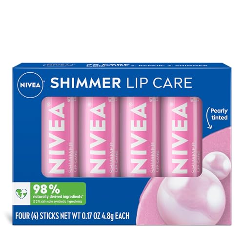 NIVEA Shimmer Lip Care, Shimmery Lip Balm Pack with Shea Butter, Nourishing Oils and Vitamin C & E, 3-in-1 Moisture, Repair and Shimmer, 0.17 Oz Beauty and Personal Care NIVEA