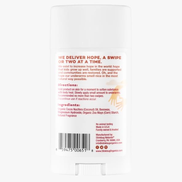 Stinkbug Naturals Organic Aluminum Free Deodorant Stick with Sandalwood + Vanilla, Coconut Oil and Essential Oils, Paraben Free, Sensitive Skin Beauty and Personal Care Stinkbug