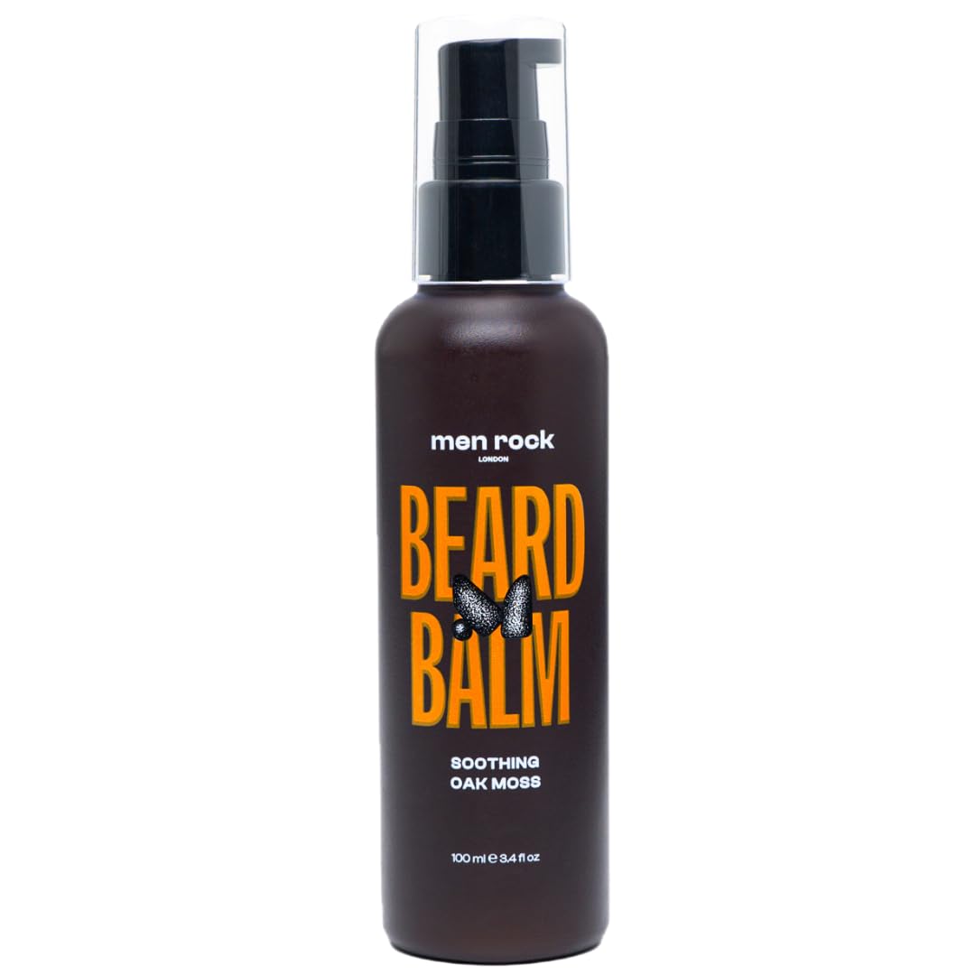 Men Rock Soothing Beard Balm - Oak Moss - Leave In Beard Conditioner for Men - Mens Skincare Products - Conditioning and Softening Balm - 3.4 oz Beauty and Personal Care Men Rock