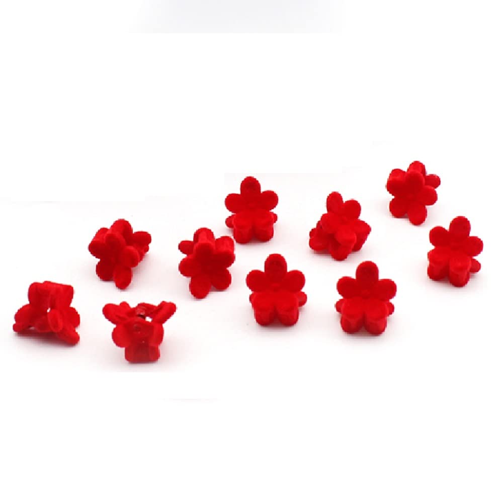 30pcs Red Velvet Mini Hair Claw Clips Flower Heart Bow Hair Bangs Pin Small Hair Clips Clamps Non Slip Tiny Plastic Jaw Clips For Girls and Women Beauty & Personal Care Hot&Sattion