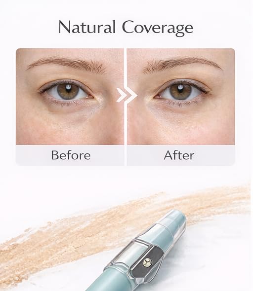Concealer Pencil with Sharpener, Under Eye Concealer Makeup Pen, Cream Cover Up Pencil for Dark Circles, Acne Spots, Freckles and Blemishes, Long Beauty & Personal Care Asakstinado