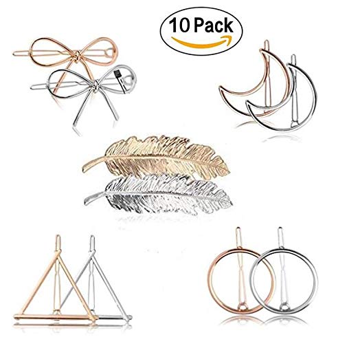 Drayas Minimalism Style Hair Clip for Women?Metal Hair Clips Geometric Patterns Hair Barrettes, Leaf Bowknot Hollow Round Triangle Moon hollow Hair Beauty & Personal Care Drayas