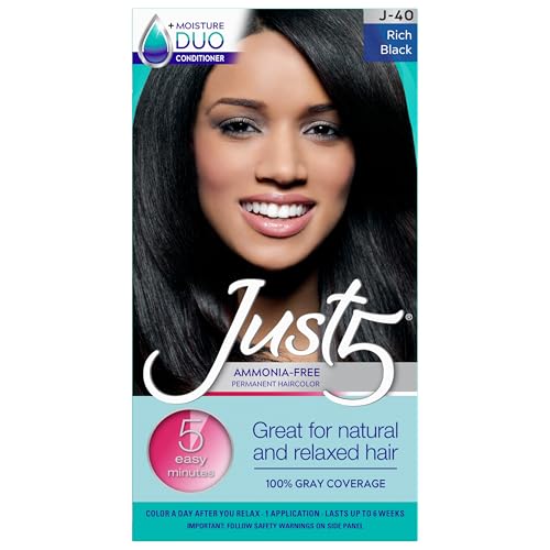 Just 5 Women's 5 Minute Permanent Hair Color with Conditioner, Grey Hair Coloring for Women - Rich Black Beauty & Personal Care Just 5