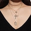 FXmimior Multilayer Necklace Silver Medal Pistol Charm Pendant Alloy Chic Necklace Gift for Her Beauty & Personal Care fxmimior