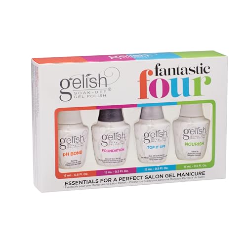 Gelish Fantastic Four Essentials Kit - Long-Lasting, Chip-Free Shine, Durable Finish, Complete Manicure System for Salon-Quality Nails at Home Beauty & Personal Care Gelish