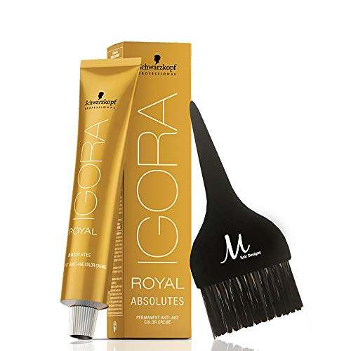 Igora Royal Absolutes 7-60 Medium Blonde Chocolate Natural Permanent Anti-Age Hair Color Creme 60 grams, 100% White Hair Coverage and M Hair Designs Beauty & Personal Care M Hair Designs