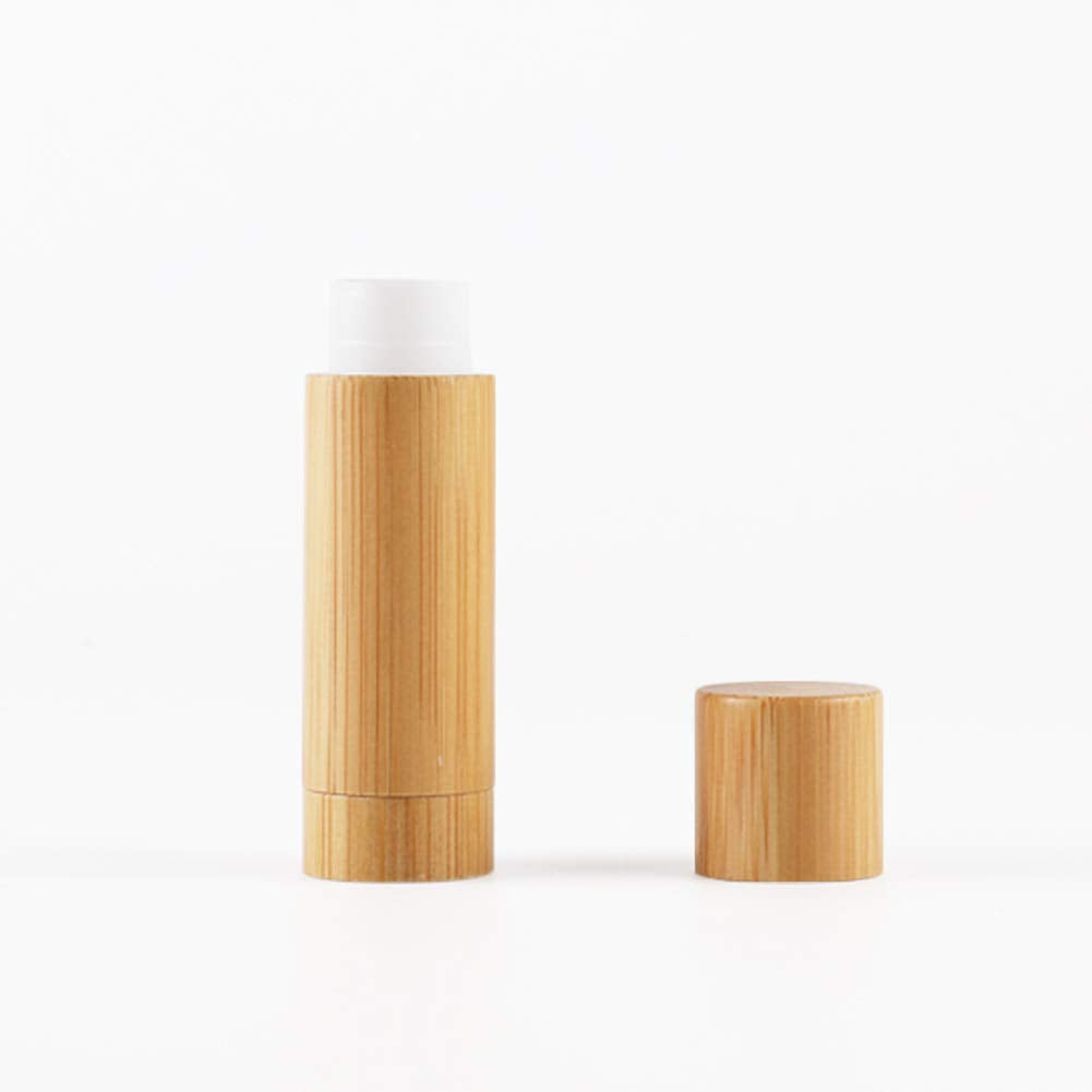 Natural Bamboo Lip Balm Tubes,5.5g Empty Refillable DIY Lipstick Tube Holder Deodorant Case For Cosmetic Lipstick Lip Gloss Containers with White PP Beauty & Personal Care Furnido