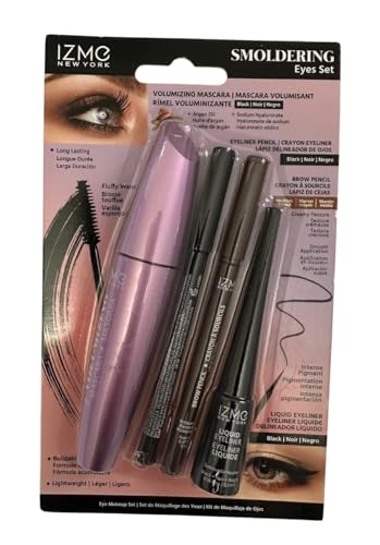 IZME New York Volumizing Mascara & Eyeliner Pencil & Brow Pencil & Liquid Eyeliner, Eyes Set