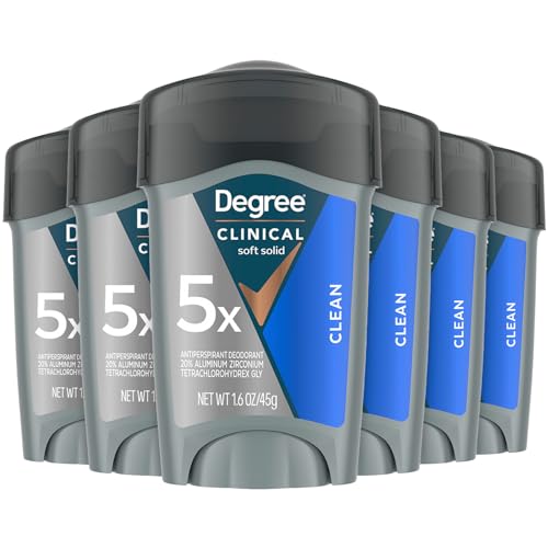 Degree Deodorant for Men, Clinical Protection Clean 6-Pack - 72H Antiperspirant Deodorants, Prescription Strength, Travel-Friendly, 1.6 Oz Ea Beauty and Personal Care Degree