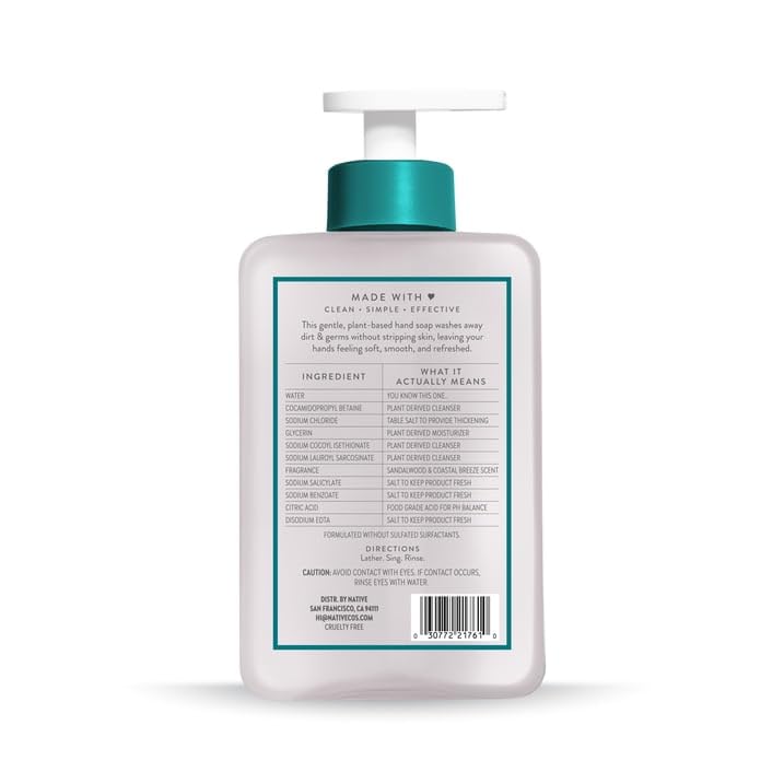 Native Sandalwood & Coastal Breeze Liquid Hand Soap 13 fl oz with Travolle Dispenser Pump Beauty & Personal Care Native