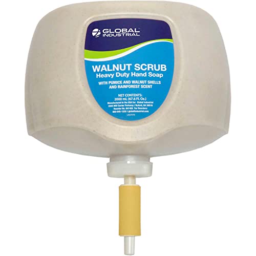 Global Industrial Walnut Scrub Heavy Duty Hand Cleaner, Rainforest Scent, 2L Refill, 4/Case