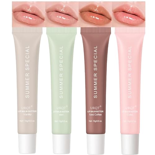 URQT 4PCS Summer Special Lip Butter Balm, Hydrating, Nourishing & Softening Lip Care with Natural Oils & Fruit Extracts, Long-Lasting Moisture Beauty and Personal Care URQT