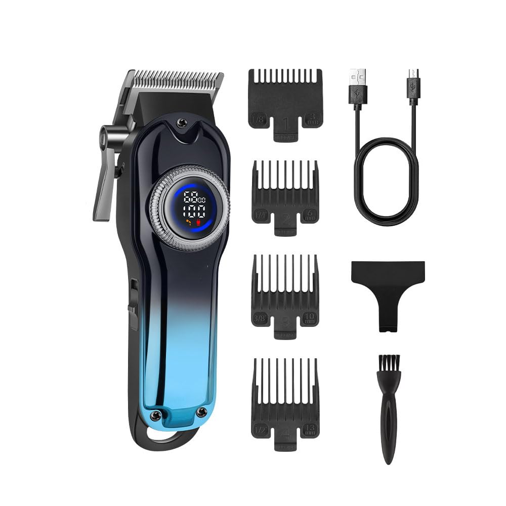 Electric Hair Clippers for Men Professional Cordless and Trimmers Set with LED Digital Display 4 Limit Combs Rechargeable Cutting Kit for At-Home Use Beauty and Personal Care GLESVOWIO