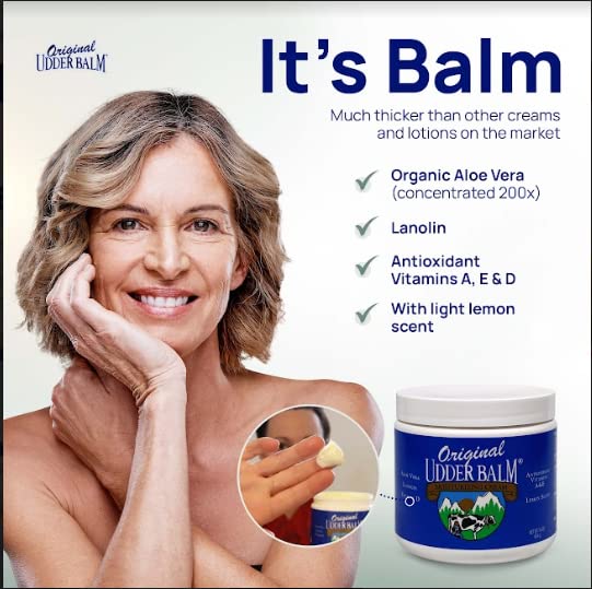 Original Udder Balm Jar - Made in USA - Extra Thick Udder Cream & Hand Balm for Dry Skin, Cracked Heels, Rough Hands - Deep Moisture Heel Cream & Foot Beauty & Personal Care Original Udder Balm
