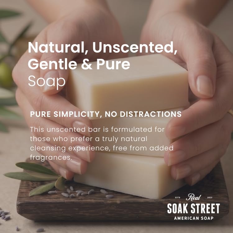 Soak Street Real American Soap, Clean & Unscented (Single 5oz Bar) - Long-Lasting, Moisturizing Natural Bar Soap with Grass-Fed Tallow, Gentle Lard Beauty & Personal Care Soak Street