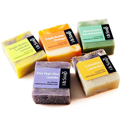 I & SOAP, 5pcs Mini Sampler Set (02) - Guest Soap - Travel Soap - 100% Natural & Organic Materials - Handcrafted Herbal Soap - Gentle and Effective Beauty & Personal Care I & SOAP