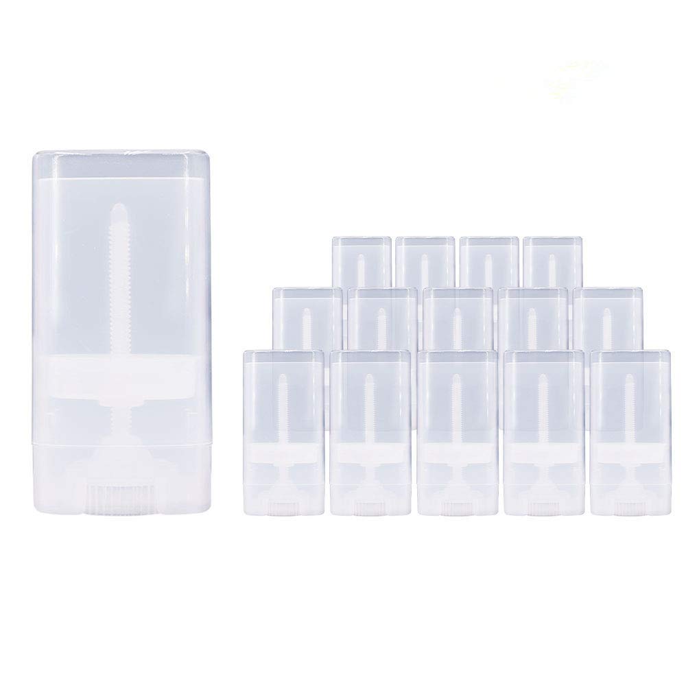 Healthcom 30pcs 0.5 Oz Clear Empty Plastic Deodorant Containers New Empty Oval Lip Balm Tubes 15ml Oval Deodorant Containers for Lipstick Crayon Beauty and Personal Care Healthcom