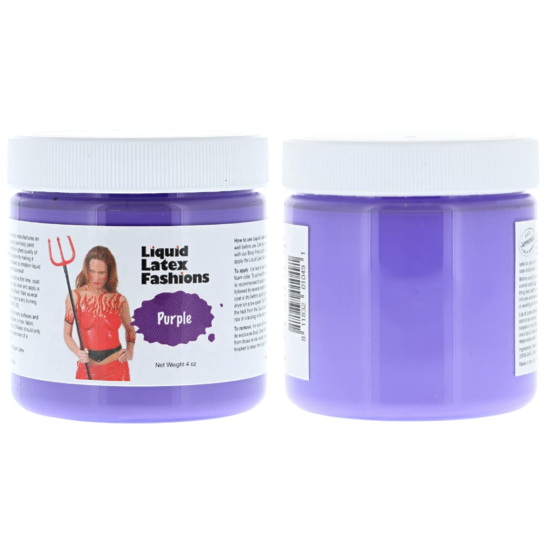 Purple 4 Oz - Liquid Latex Body Paint, Ammonia Free No Odor, Easy On and Off, Cosplay Makeup, Creates Professional Monster, Zombie Arts, Face Paint Beauty & Personal Care Liquid Latex Fashions