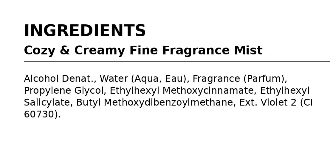 Bath & Body Works Cozy & Creamy Fine Fragrance Mist 8 fl oz
