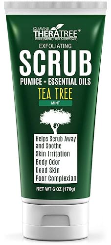 Tea Tree Oil Exfoliating Scrub with Bamboo Charcoal, Neem Oil & Natural Pumice by Oleavine TheraTree Beauty & Personal Care Oleavine
