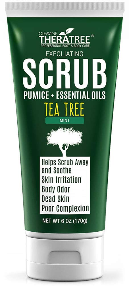 Tea Tree Oil Exfoliating Scrub with Bamboo Charcoal, Neem Oil & Natural Pumice by Oleavine TheraTree Beauty & Personal Care Oleavine