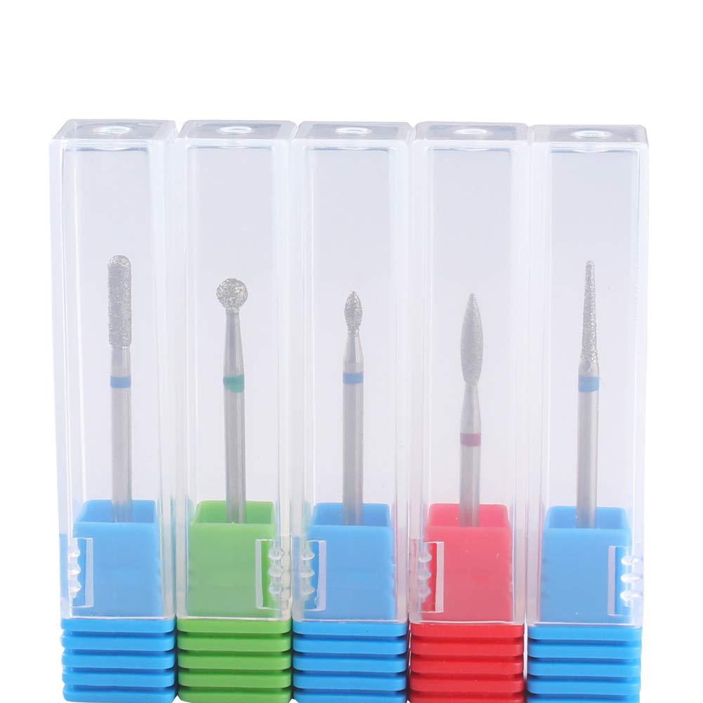 MZCMSL Russian Manicure Drill Bits, Cylinder/Ball/Flame/Needle Cuticle Bit,3/32 Shank Diamond Nail Drill Bit,5pcs Beauty & Personal Care MZCMSL