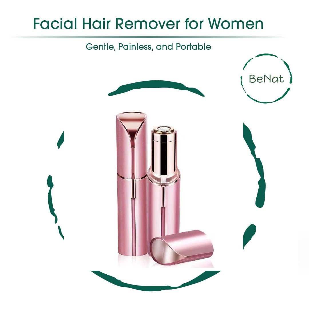 BeNat Facial and Eyebrow Hair Remover Set. 2-Pcs. Rechargeable, Portable, Versatile Facial and Eyebrow Trimmer for Women Beauty and Personal Care BeNat