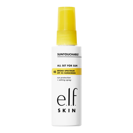 e.l.f. SKIN All Set For Sun SPF 45 Setting Spray, Clear Makeup Setting Mist + Sunscreen, Weightless SPF Face Protection & Makeup-Locking Spray, Vegan Beauty & Personal Care e.l.f.