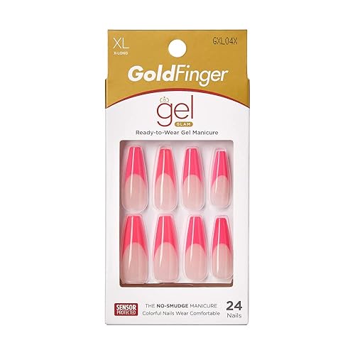 Gold Finger X-Long Full Cover Nails Press On Nails Limited Edition (Kind a Classy) Coffin Shape Extra Long Mini Glue Included Long Lasting Beauty & Personal Care Goldfinger