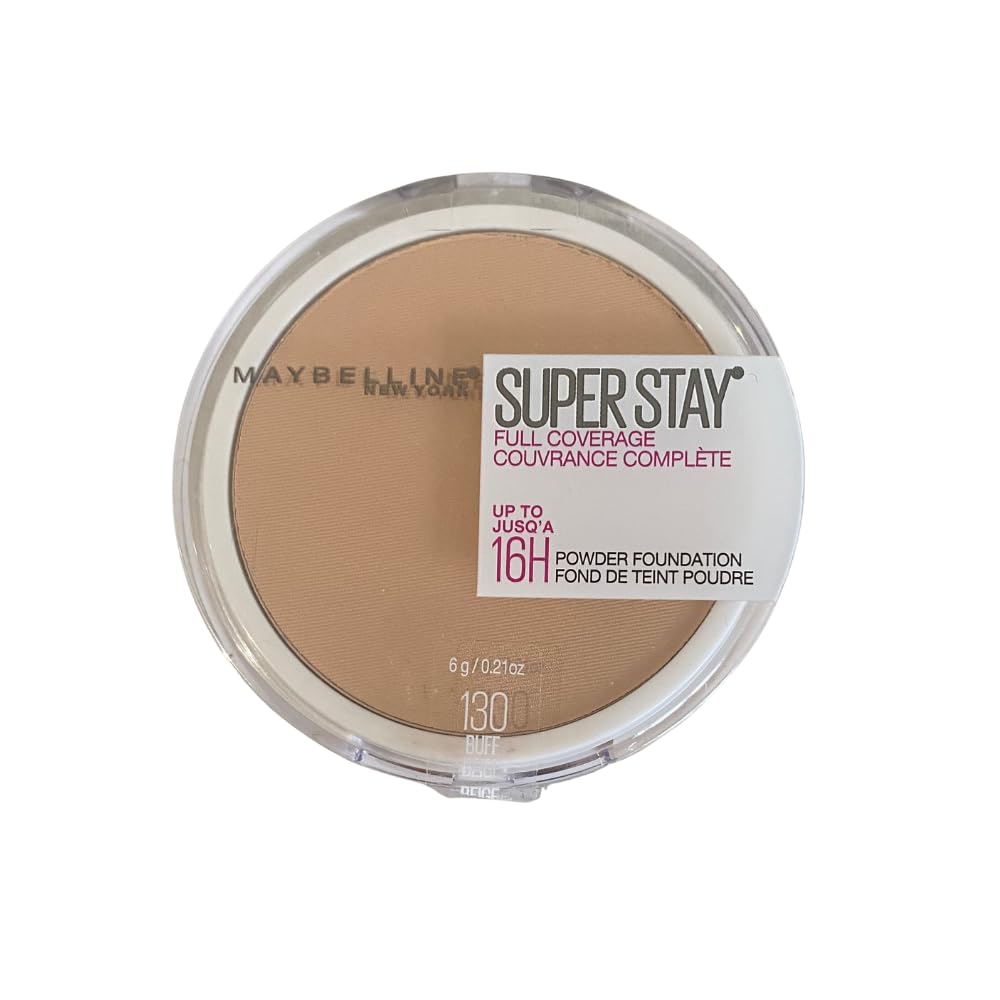 Maybelline Super Stay Full Coverage Powder Foundation Makeup, Up to 16 Hour Wear, Soft, Creamy Matte Foundation, Buff Beige, 1 Count Beauty & Personal Care MAYBELLINE