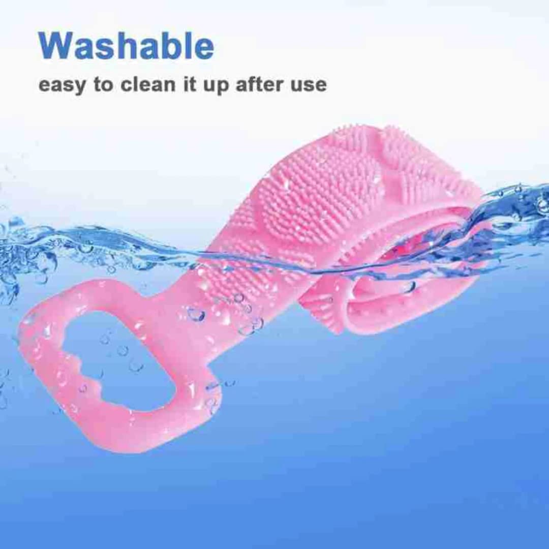 Suzec Silicone Body Back Scrubber, Double Side Bathing Brush for Skin Deep Cleaning Massage, Dead Skin Removal Exfoliating Belt for Shower, Easy Beauty and Personal Care Suzec