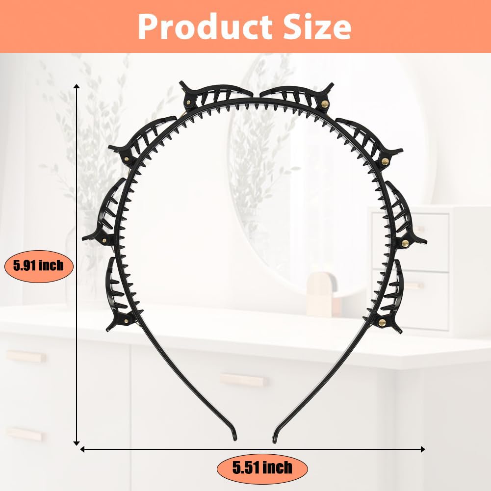 IJPDDRXYN 2 Pcs Braided Bangs Headband with Teeth, Professional Weaving Clip & Invisible Fringe Styling Tool for Women Girls, for Fine or Thick Hair Beauty and Personal Care IJPDDRXYN