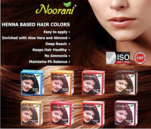 Noorani Henna Based Hair Color and Herbal Powder || Ships from California (1 (6 Pouch x 10g), BROWN HENNA) Beauty & Personal Care Noorani