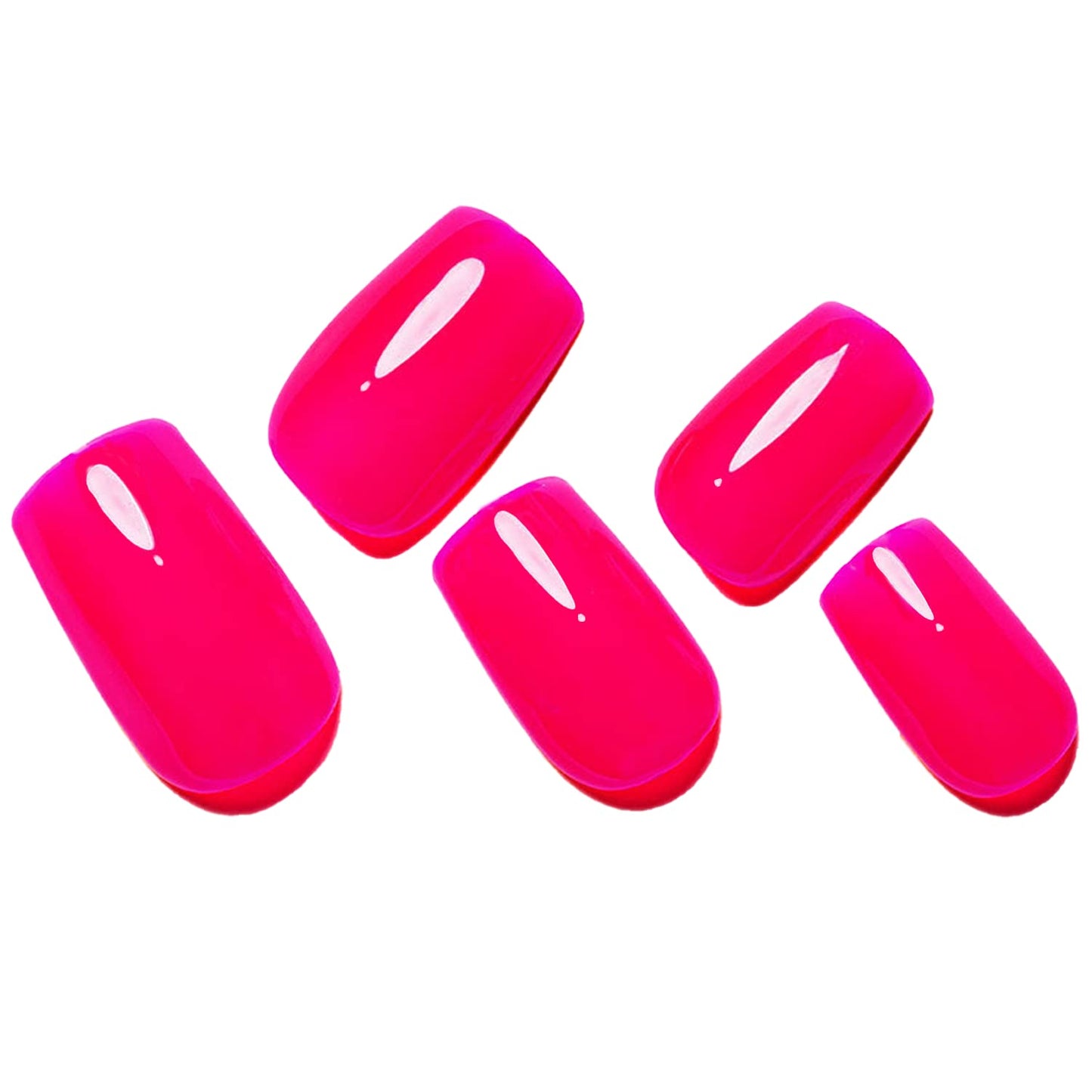 Gel Nail Polish Press on Nails Short, Handmade Hot Pink Fake Nails Medium Square Shape UV Jelly Finish Glue on Nails for Women Acrylic False Nail Kits Beauty & Personal Care GLAMERMAID
