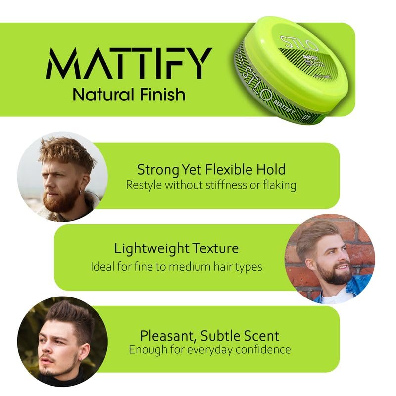 STLO Mattify Natural Finish Matte Paste - Medium to Strong Hold with No Shine - Styling Paste for Men Beauty & Personal Care STLO