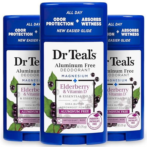 Dr Teal's Aluminum Free Deodorant, Elderberry & Vitamin D with Essential Oils, 2.65 oz (Pack of 3) Beauty and Personal Care Dr Teal's Default Title