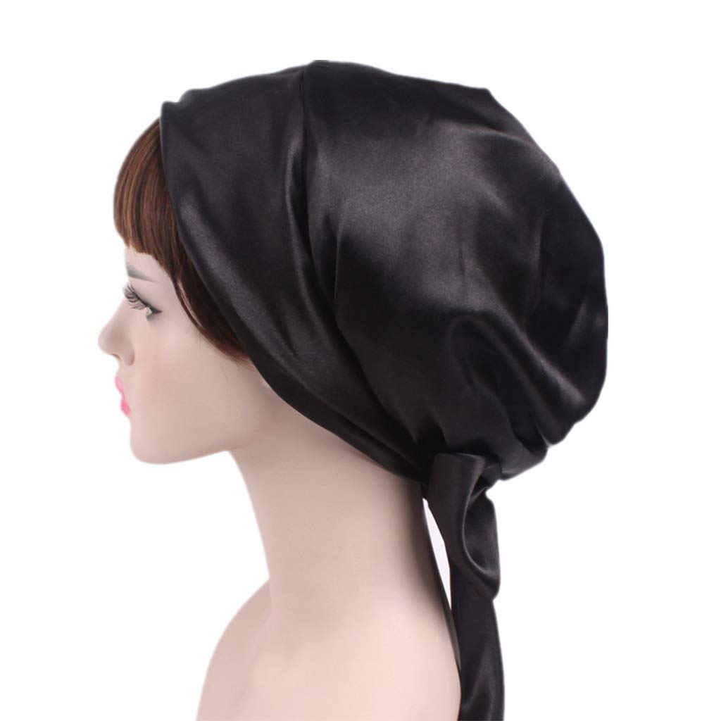 YSJOY 2 Pack Satin Solid Color Bonnet Cap Sleeping Cap Night Cap Hair Wrap Head Cover Multifunction Hat Cancer Headwear Chemo Hair Loss Cap for Women Beauty and Personal Care YSJOY Accessory