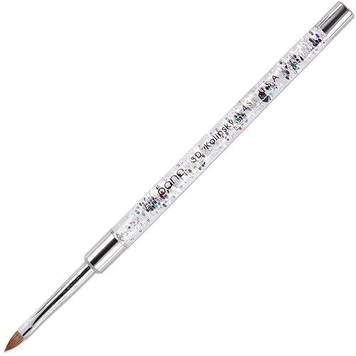 PANA 3D Kolinsky Nail Art Brush - Silver Glitter Handle, Size 4 - Acrylic Nail Art Sculpture Brush for Manicures Pedicure Salon Professional or Beauty & Personal Care PANA