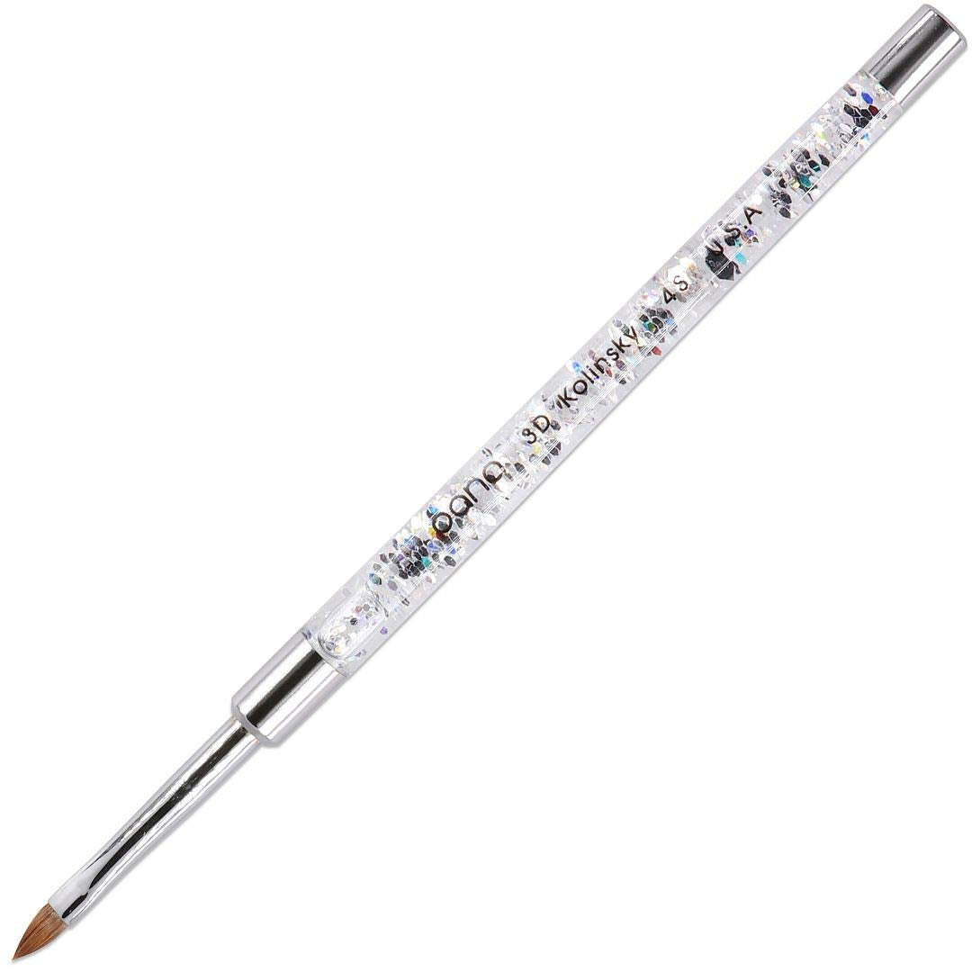 PANA 3D Kolinsky Nail Art Brush - Silver Glitter Handle, Size 4 - Acrylic Nail Art Sculpture Brush for Manicures Pedicure Salon Professional or Beauty & Personal Care PANA