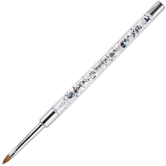 PANA 3D Kolinsky Nail Art Brush - Silver Glitter Handle, Size 4 - Acrylic Nail Art Sculpture Brush for Manicures Pedicure Salon Professional or Beauty & Personal Care PANA