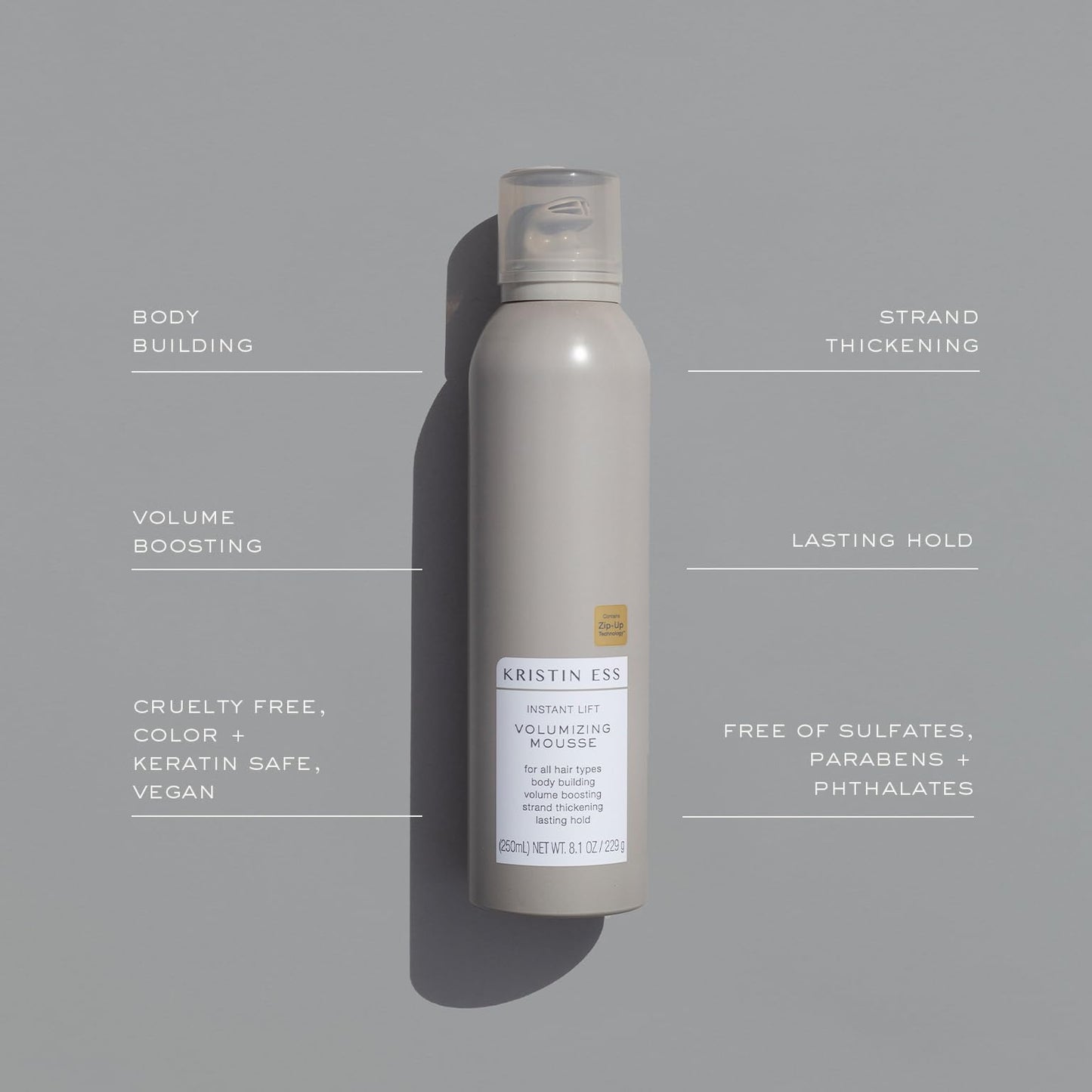 Kristin Ess Hair Instant Lift Volumizing Mousse with Castor Oil - Boosts Volume + Thickens, Body Building, Lasting Hold, Non Sticky, For Curly, Wavy + Beauty & Personal Care Kristin Ess