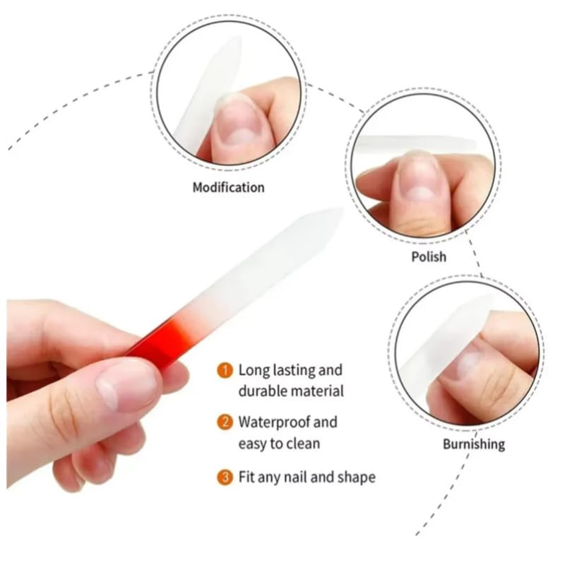 Aoshang 3 Pack Glass Nail File, Crystal Double Sided Etched Filing Surface Finger Nail Files for Professional Manicure/Pedicure Care with Case Beauty & Personal Care Aoshang