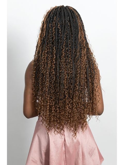 Janet Collection Human Hair Prime Unimix Encore Lavie X-Pert TRACK BRAID HAIR 3XB BOHO SENEGAL TWIST BRAID Goddess curl ends WEAVING 24” (COLOR