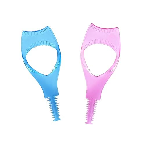 2 Pcs 3 in 1 Eyelash Tool Mascara Applicator Comb Guide and Brush Curler Plastic Eye Makeup Tool Set (Pink + Blue) Beauty & Personal Care vipolish
