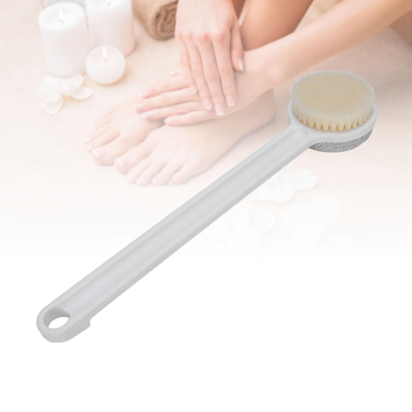 Saluaqui Pumice Stone Shower Brush 2 in 1 Reusable Long Handle Foot Scrubber for Deep Cleansing Soft Skin Exfoliation Bath and Shower Use Sturdy PP Beauty and Personal Care Saluaqui