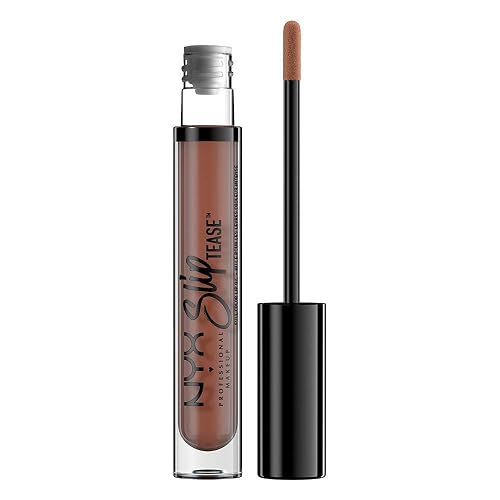NYX PROFESSIONAL MAKEUP Slip Tease Full Color Lip Oil, Liquid Lipstick - Beyond Basic (Medium Nude) Beauty & Personal Care NYX PROFESSIONAL MAKEUP