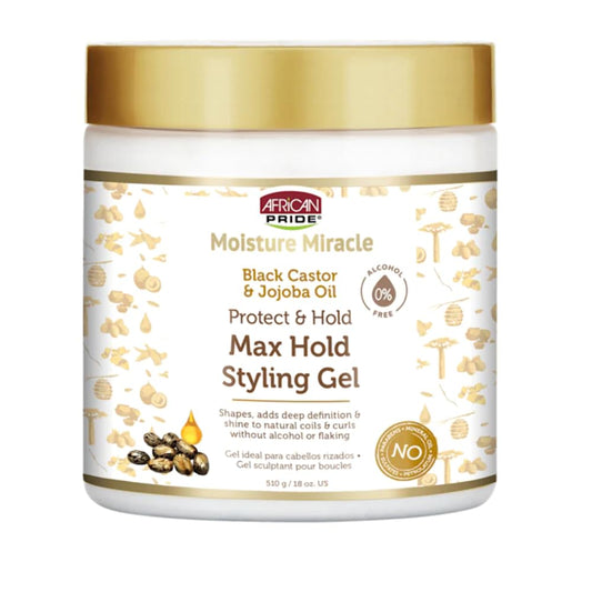 African Pride Moisture Miracle Max Hold Styling Gel with Black Castor Oil& Jojoba Oil - 18 fl oz (Pack of 2) Beauty & Personal Care African Pride