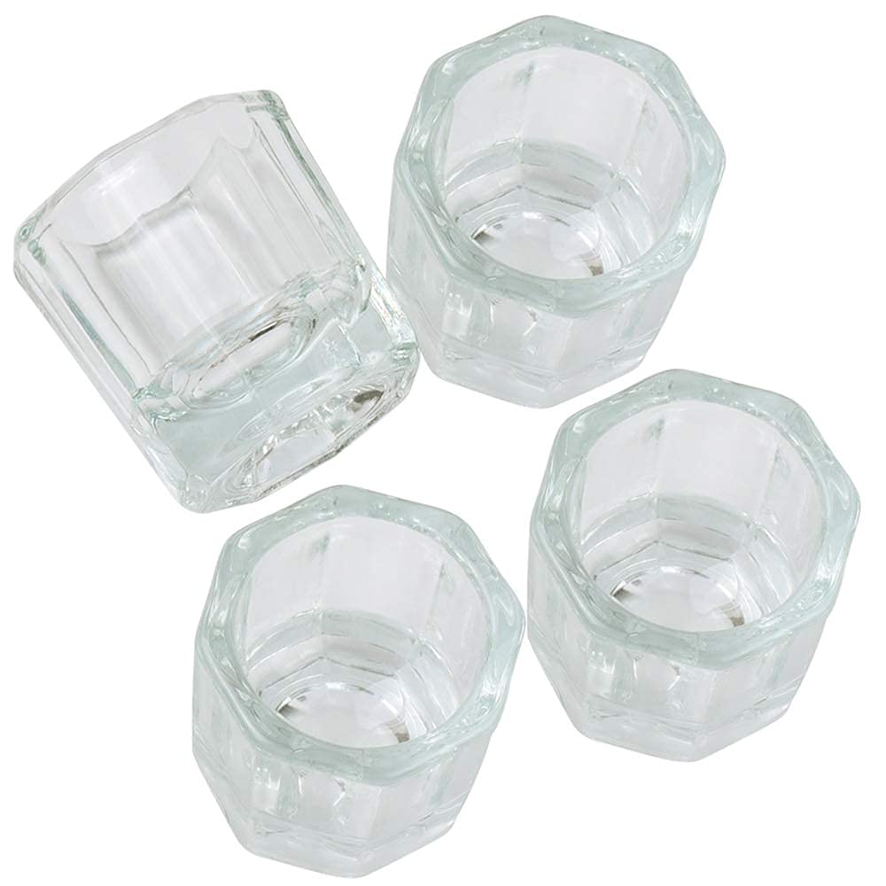 PandaSpa 2 Pieces Dappen Dish Crystal Bowl Glass Acrylic Nail Liquid Powder Nail Art (Pack of 4) Beauty & Personal Care Pandaspa